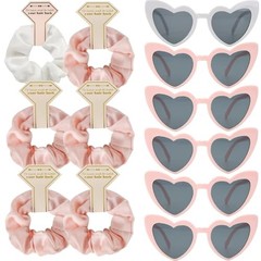 Satin Bridesmaid Proposal Gifts Scrunchies Bachelorette HairTies Set White&Pink