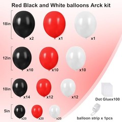 Red and Black Balloons,132pcs Red Black and White Red White & Black(132pcs)