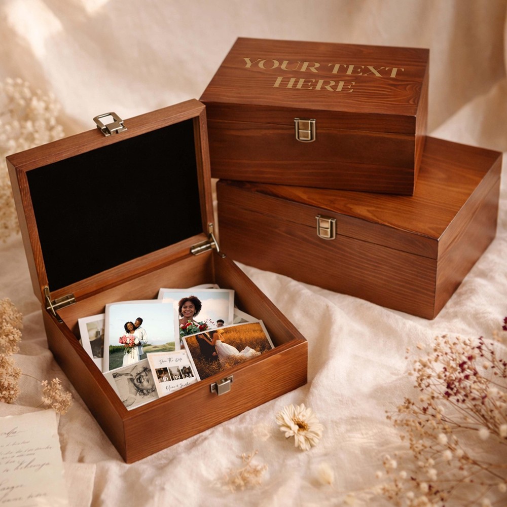 Personalized Wooden Keepsake Box Custom Engraved Memory Storage Gift