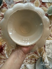Ceramic Cake Pedestal Stand With Scalloped Edges