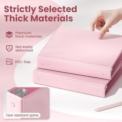 3 Ring Binder 1 Pack, Holds 175 Sheets of Letter Paper, Clear View 1 Inch Pink