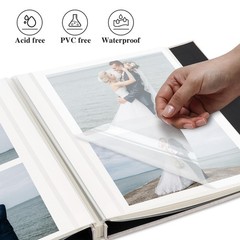 Self Adhesive Photo Album, Beige Scrapbook Album with DIY 60 Blank Pages, Wed…