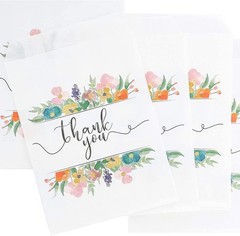 Paper Bags Cookies & Treats 7.5 x 5 in White 100 Pack Thank You Pouches W/