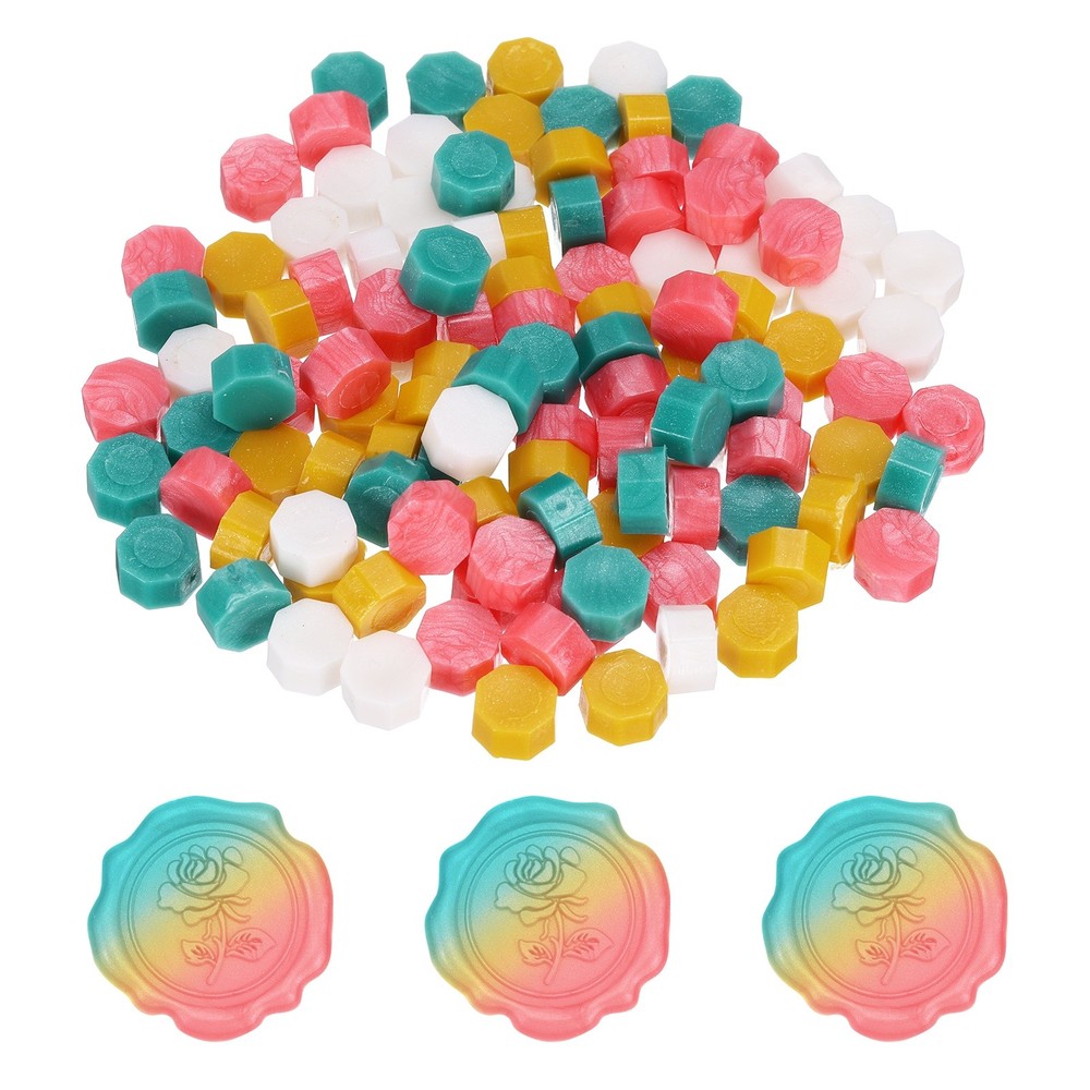 4Pcs Wax Seal Beads Hexagon Sealing Beads Kit Pink Red/Green/Cream/Yellow