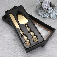 Personalized Gold Cake Knife Server Set Engraved Wedding Bridal Birthday Gift
