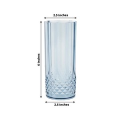 6 Dusty Blue 14 oz Crystal Plastic Drinking Glasses Party Events Tableware