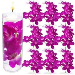 Purple Orchid Faux Flowers Floating Candles – 10 Pieces for Wedding Table