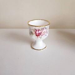 Queen Anne Bone China Egg Cups with Underplate – English Floral Breakfast Set