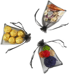 100PCS 4X6 (10X15Cm) Sheer Drawstring Gift Bags, Black Organza Weddi