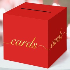 Red Card Box Gold Foil Slot Receiving Money Wedding Birthday Anniversary