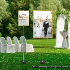 Set Of 2 Gold Wedding Reception Welcome Display Stands Floor Mount