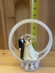 Vintage Wilton Bride And Groom Wedding Cake Topper Hand Beaded 7”