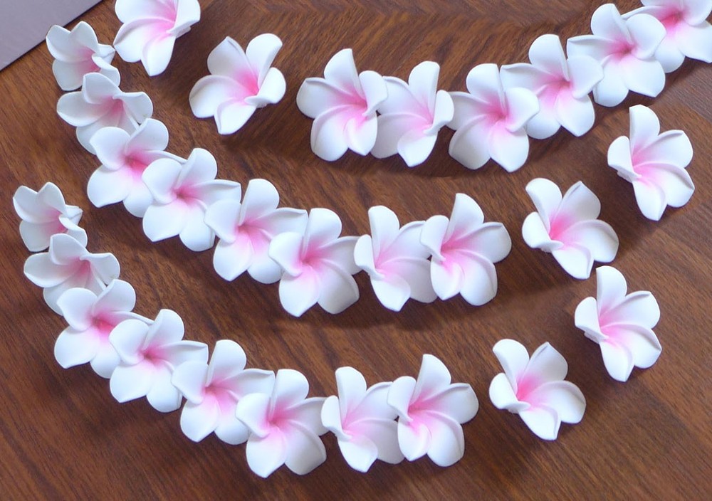 100 Pcs 2″(5cm) Artificial Flower Foam Pink Plumeria Heads Home Party Decor