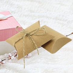 100Pcs Durable Khaki Pillow Gift Boxes Kraft Paper Wedding Candy Holders