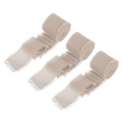 Chiffon Ribbon, 1.5″x7 Yard Silk Beige Tulle Satin Fabric Ribbon,3pcs