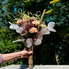 Sola Wood Bridal Bouquet, Dried Floral Burgundy Boho Wedding Bouquet Handmade