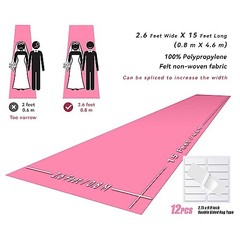 Pink Carpet Runner for Party, 2.6X15ft, 130GSM Felt Non-Woven with Double