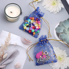 100 Pieces Moon Star Organza Jewelry Candy Bags, 2.7×3.5 Inch Sheer Royal Blue O