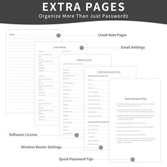 Password Book with Alphabetical Tabs, Password Keeper Book for Seniors, Black