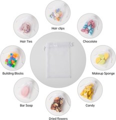 50PCS 4×6 White Organza Bags – Versatile Drawstring Gift Pouches