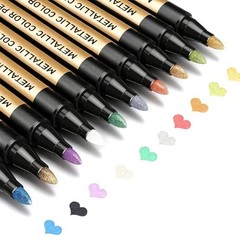 Metallic Paint Markers Colors for Scrap book, Rock Painting, Black Paper, 10