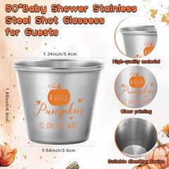 Vesici Sets 50 Sets Baby Shower Favors 1.5 oz Stainless Steel Shot 25 Orange