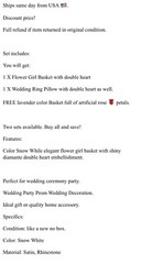 US Crystal Heart Bridal Wedding Flower Girl Basket Ring Bearer Pillow 7.8″ 2 Pcs