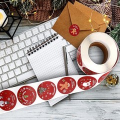 500PCS Christmas Stickers Roll 1.5 in Envelope Seals Round Paper Merry Chirst…