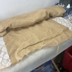 Burlap Aisle Runner Wedding Ceremony 40”X 15’ Natural Burlap Lace Wedding Aisle