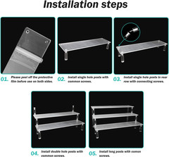 Acrylic Display Risers,Clear Shelf 3 Tier Cupcake Display Stand Steps for Food D