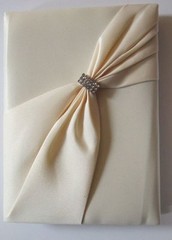 Lillian Rose Satin Rhinestone Guest Book 8.5-Inch Ivory