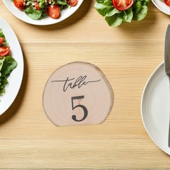 10Pcs Natural Wood Rustic Table Numbers Semi Circle Signs for Wedding Reception