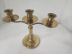 Vintage Taper Candle Holder Polish Brass Trio Wedding Home Decor (9″high×10″Long