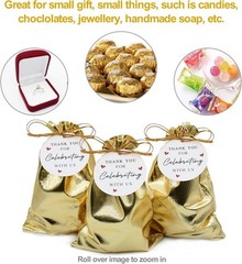 Pack of 100 5″X 7″ Heavy Duty Gold Drawstring Organza Jewelry Pouches Wedding Pa