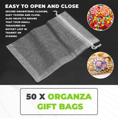 50 Pieces 4 by 6 Inch Organza Gift Bags Drawstring Jewelry Pouches Wedding9934