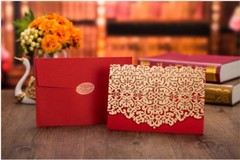 Crown Laser Cut Wedding Favour Candy Bags Boxes Invitations Cards Envelopes Red
