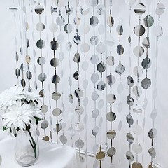 Metallic Silver Round 3×6.5 feet Foil Tassels Fringe Backdrop 6 feet,