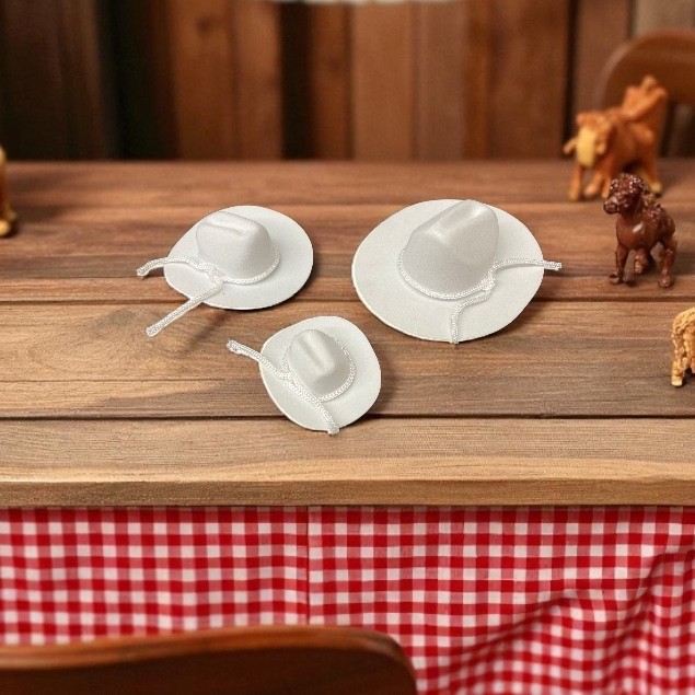 MINI WHITE Felt COWBOY HAT Western Wedding Party Favor Choose Size & Pack Amount