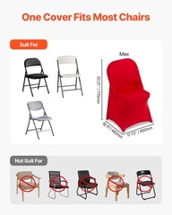 VEVOR 50PCS Red Stretch Spandex Folding Chair Covers for Wedding Party Dining