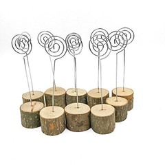 Rustic Real Wood Base Wedding Table Name Number Holder Party Decoration Card 10