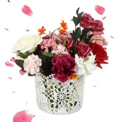 White Flower Girl Basket with Handle for Wedding Ceremony 5.9 x 4.72 x 4.33 Inch