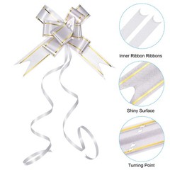 40Pcs 2.8″ Pull Bows Present Wrapping String Bows Gold Thread Style Silver Tone