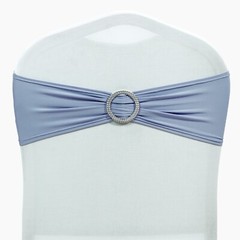 100 Dusty Blue Spandex Stretch Chair Sashes Bow with Slider Buckle Wedding Decor