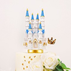 8.5″ White Blue Princess Castle Cake Topper Figurine Birthday Party Decorations