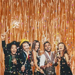 Metallics Foil Fringe Curtain Tinsel Kid Birthday Party Decor Wedding Home