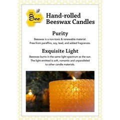 8 Inch Hand-Rolled Beeswax Taper Candles – Little 8 Single Pair, Ivory