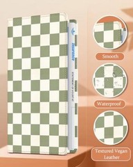 Car Registration and Insurance Holder with Coasters – Vehicle Green Checkered