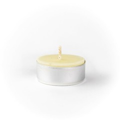 6 Natural White Unscented Beeswax Tea Light Candles, Cotton Wick, Aluminum Cup