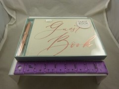 wedding guest book white and rose gold with pen 100 pages day event