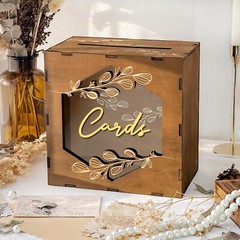 Brown Wedding Card Box with Acrylic Window Wooden Gift Card Box for Wedding R…
